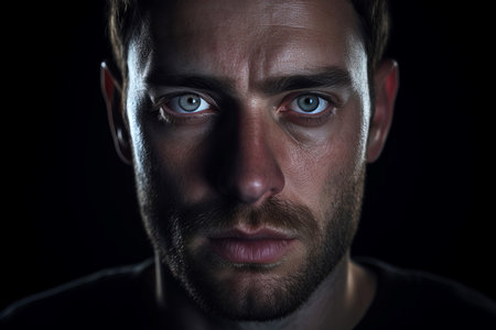 Cloudy Man face fog. Horror person. Generate Aiの素材