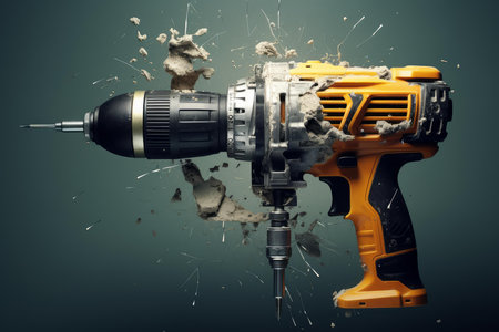 Heavy-duty Power drill. Metal work tool. Generate Aiの素材