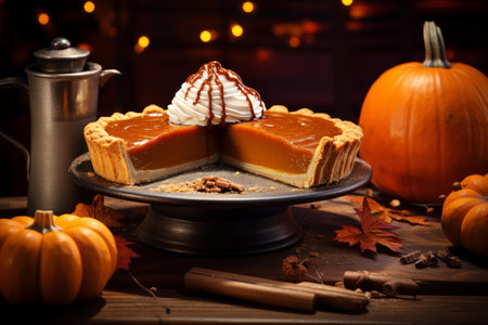 Cooking pumpkin pie. Autumn fall. Generate Aiの素材