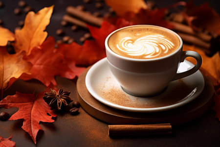 Pumpkin spice latte drink. Cafe drink. Generate Aiの素材