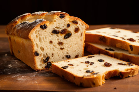 Raisin slices bread. Slice tasty delicious. Generate AIの素材