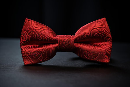 Red bow tie. Elegant fashion suit clothing accessory. Generate aiの素材