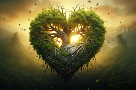 Save nature heart. Concept water protection. Generate Aiの素材