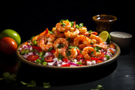 Shrimp spicy appetizer mexican cocktail. Cook tasty citrus portion diet. Generate Aiの素材