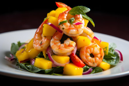 Shrimp salad mango. Lemon dinner snack. Generate Aiの素材