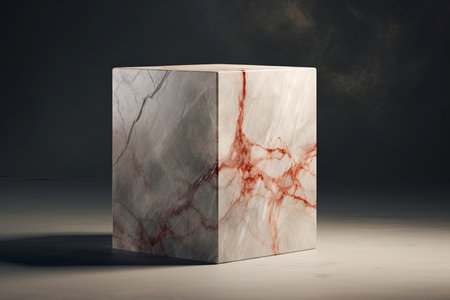 Sturdy Marble podium. Leaf plant product. Generate Aiの素材