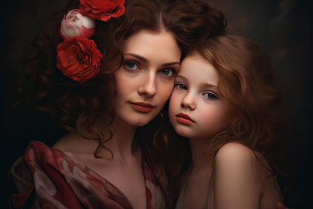 Mother daughter together. House elder. Generate Aiの素材