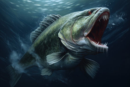 Vibrant Mouthbass fish. Summer lake nature. Generate aiの素材