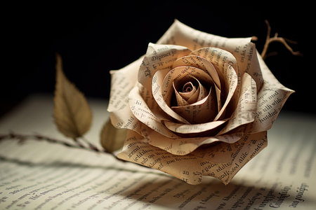 Delicate Paper rose. Paper top view. Generate Aiの素材