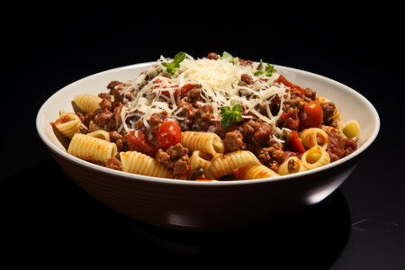 Pasta meat vegetables. Diet dinner gourmet. Generate Aiの素材