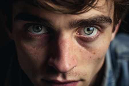 Focused Person looking camera. Casual male. Generate Aiの素材