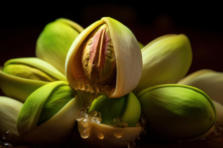 Pistachio nuts market. Heap nuts mixed. Generate Aiの素材