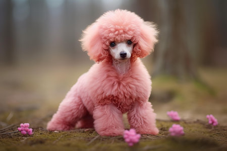 Intelligent Poodle dog. White breed pet. Generate Aiの素材