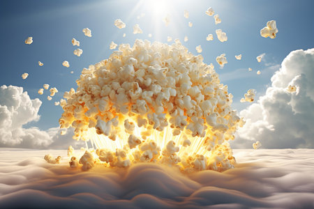Popcorn snack sky sunny. Candy food. Generate Aiの素材
