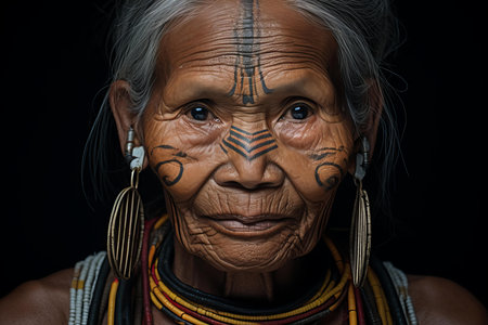 Resilient Tribe woman. Native art travel. Generate Aiの素材