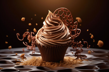 Decadent Puffs chocolate dessert food. Icing food. Generate Aiの素材