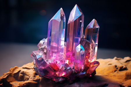 Sparkling Quartz crystal colorful. Color stack. Generate Aiの素材