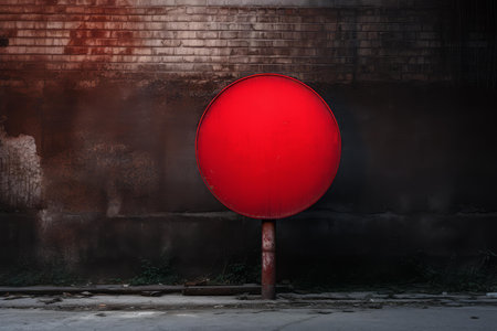 Bright Red empty board on wall. Fashion retro frame art banner. Generate Aiの素材