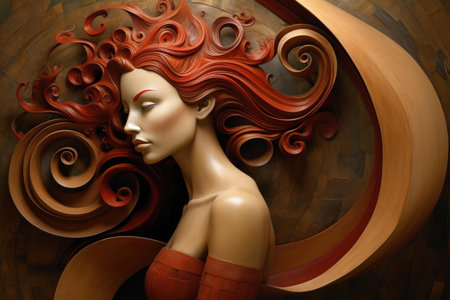 Artistic Renaissance curved woman. Curve elegance. Generate Aiの素材