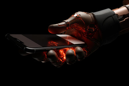 Advanced Robot cyber hand. Factory ai. Generate Aiの素材