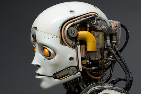 Innovative Robot learning head. Business futuristic brain. Generate Aiの素材