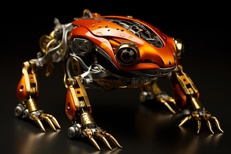 Automated Robotized modern frog. Asian toad luck. Generate Aiの素材