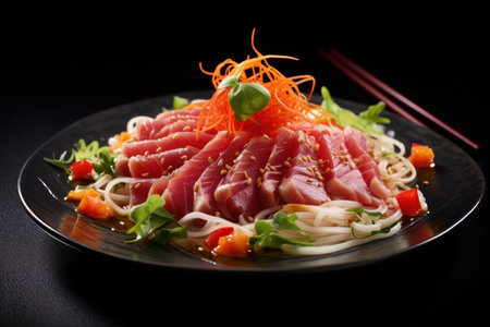 Fresh Sashimi tuna noodles. Meal cuisine dish. Generate Aiの素材