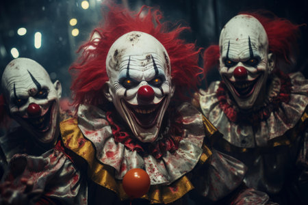 Glowing Scary clown glowing. Sharp film. Generate Aiの素材