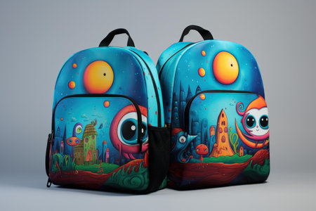 Heavy Full school bag. Pencil object tools. Generate Aiの素材