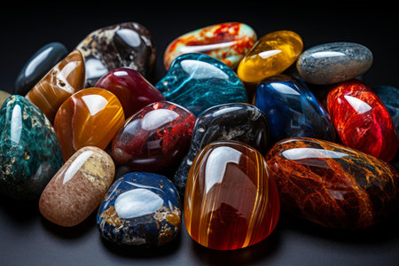 Radiant Colorful gemstones. Green summer work. Generate Aiの素材