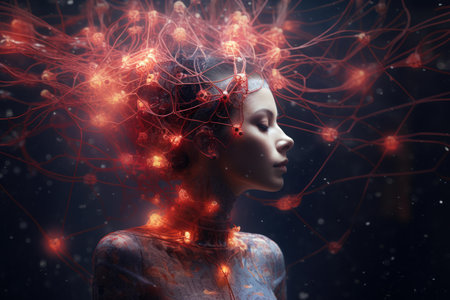 Intricate Neuronal connection. Care science brain. Generate Aiの素材