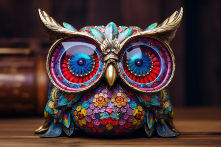 Whimsical Owl glasses colorful. Animal bird. Generate Aiの素材