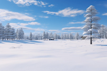 Serene Panoramic winter park snow landscape. Winter season travel sunny day. Generate Aiの素材