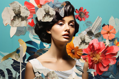 Creative Paper collage documents. Template material. Generate Aiの素材