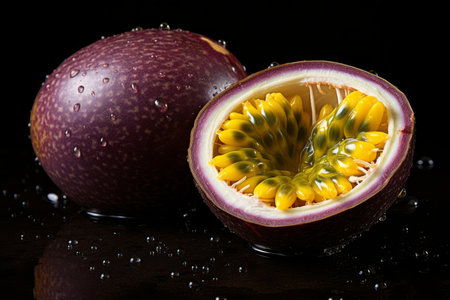 Tangy Passionfruit food. Slice juice fruit. Generate Aiの素材