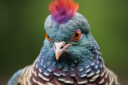 Peaceful Pigeon bird colorful. Sad head. Generate Aiの素材