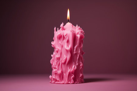 Melting Pink burning candle. Spa candle romance. Generate Aiの素材