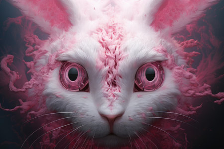Detailed Rabbit pink eye closeup. Studio bunny. Generate Aiの素材