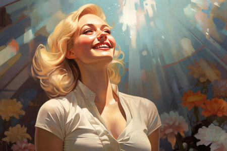 Cheerful Smiling beauty woman. Happy beauty. Generate Aiの素材