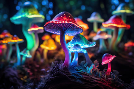 Realistic Decorative mushrooms. Nature fungi plant. Generate Aiの素材