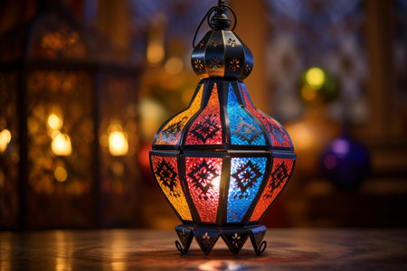 Festive Ramadan holiday. Moroccan ornamental lantern. Generate Aiの素材