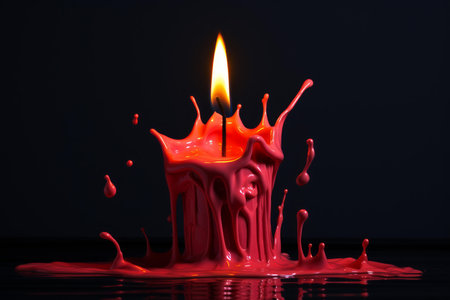 Hot Red candle burn melting. Symbol wax. Generate Aiの素材