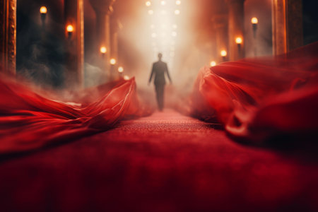 Obscured Red carpet blurred. Light winner celebrity. Generate Aiの素材