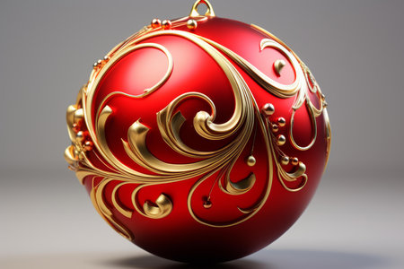 Festive Red christmas ball. Xmas holiday. Generate Aiの素材
