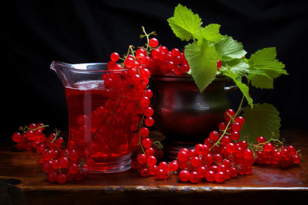 Refreshing Red currant berries water drops. Diet summer. Generate Aiの素材