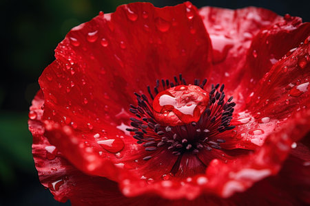 Charming Red poppy flower. Summer floral art leaf plant. Generate Aiの素材