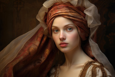 Expressive Renaissance woman portrait style. Ancient girl. Generate Aiの素材