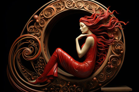 Voluptuous Renaissance curved woman. Curve elegance. Generate Aiの素材