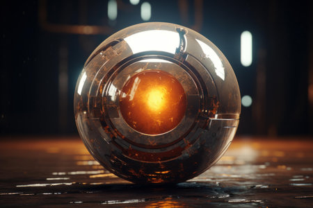 Alien Scifi sphere. Gold ship galaxy. Generate Aiの素材