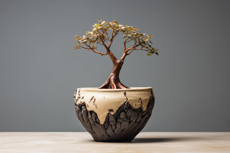 Small tree pot. Indoor decorative natural potted plant. Generate aiの素材